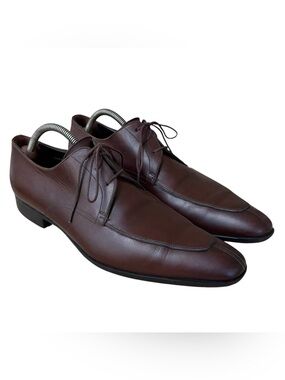 SANTONI Brown Leather Derby Shoes
